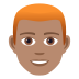 👨🏽‍🦰 man: medium skin tone, red hair display on JoyPixels